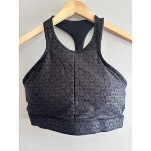 ZYIA Active Light n Tight Sports Bra Cutout Back Black Floral Print‎ L